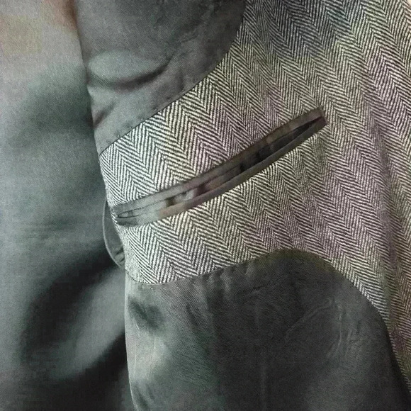 100% Lambswool Joseph & Feiss Men's Blazer Sports Coat 44R Gray Herringbone - Picture 12 of 14